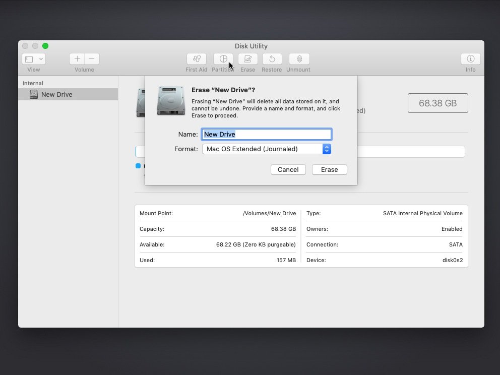 Installing Mac OS on SSD